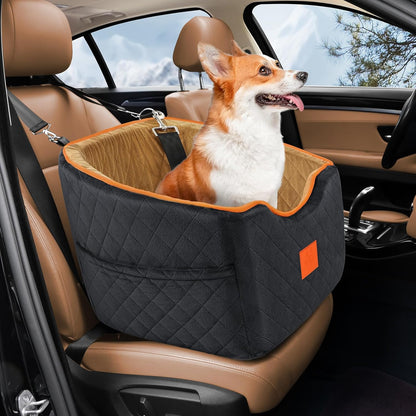 Dog Car Seat for Small Dogs, Memory Foam Booster Dog Seat for Dogs up to 35 lbs, Elevated Pet Car
