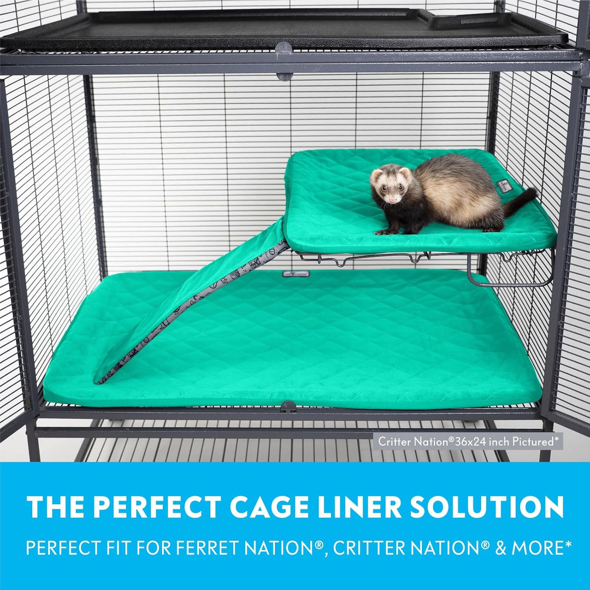 Paw Inspired Fitted Fleece Cage Liner Set for Ferret Nation, Critter Nation Single Unit (Bottom Pan