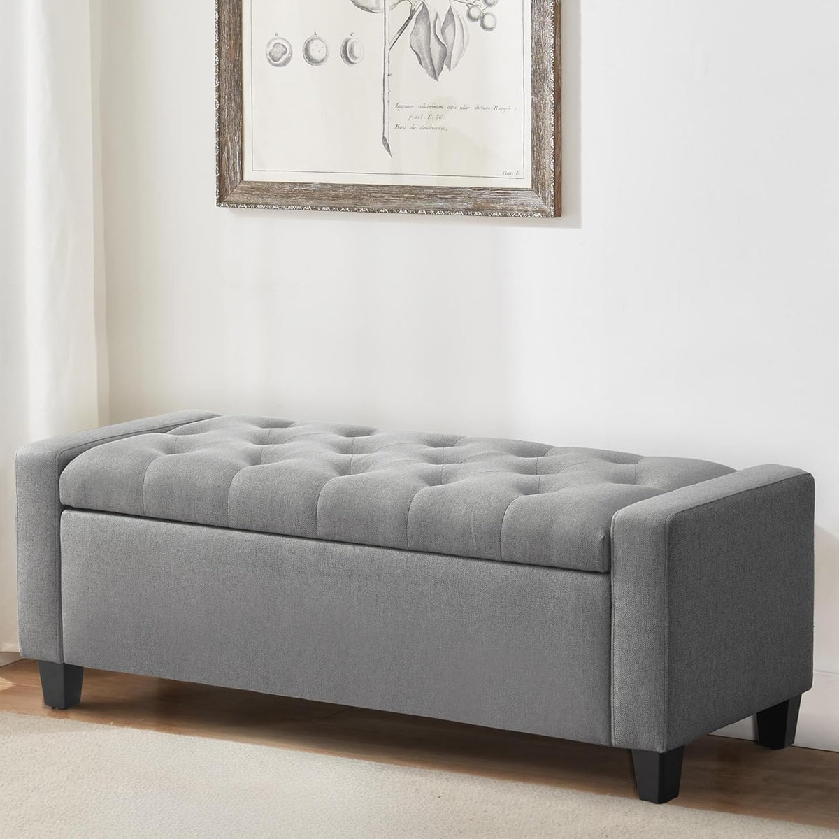 Ottoman with Storage, 48.8" Fabric Storage Ottoman Bench with Hinge, Bedroom Bench, Upholstered