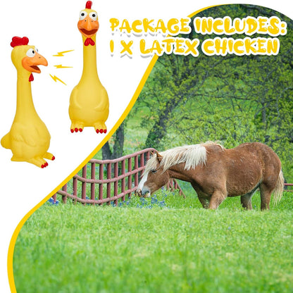 Hungdao 1 Pcs Horse Toys Latex Squeaky Squeeze Chicken Squeak Turkey Balls for Play Fake Screaming