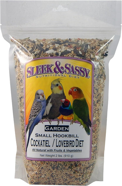 SLEEK & SASSY Garden Small Hookbill Bird Food for Cockatiels, Lovebirds, Quaker Parrots & Small