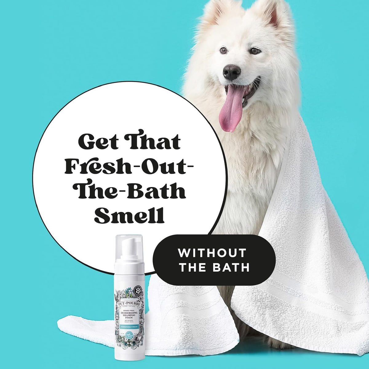 Poo-Pourri Rinse-Free Deodorizing Dry Shampoo for Dogs & Cats – Moisturizing Skin & Coat Soothing