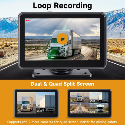 7'' HD1080P Wired Backup Camera System with Touch Screen Monitor, 2 Wired Rear View Cameras
