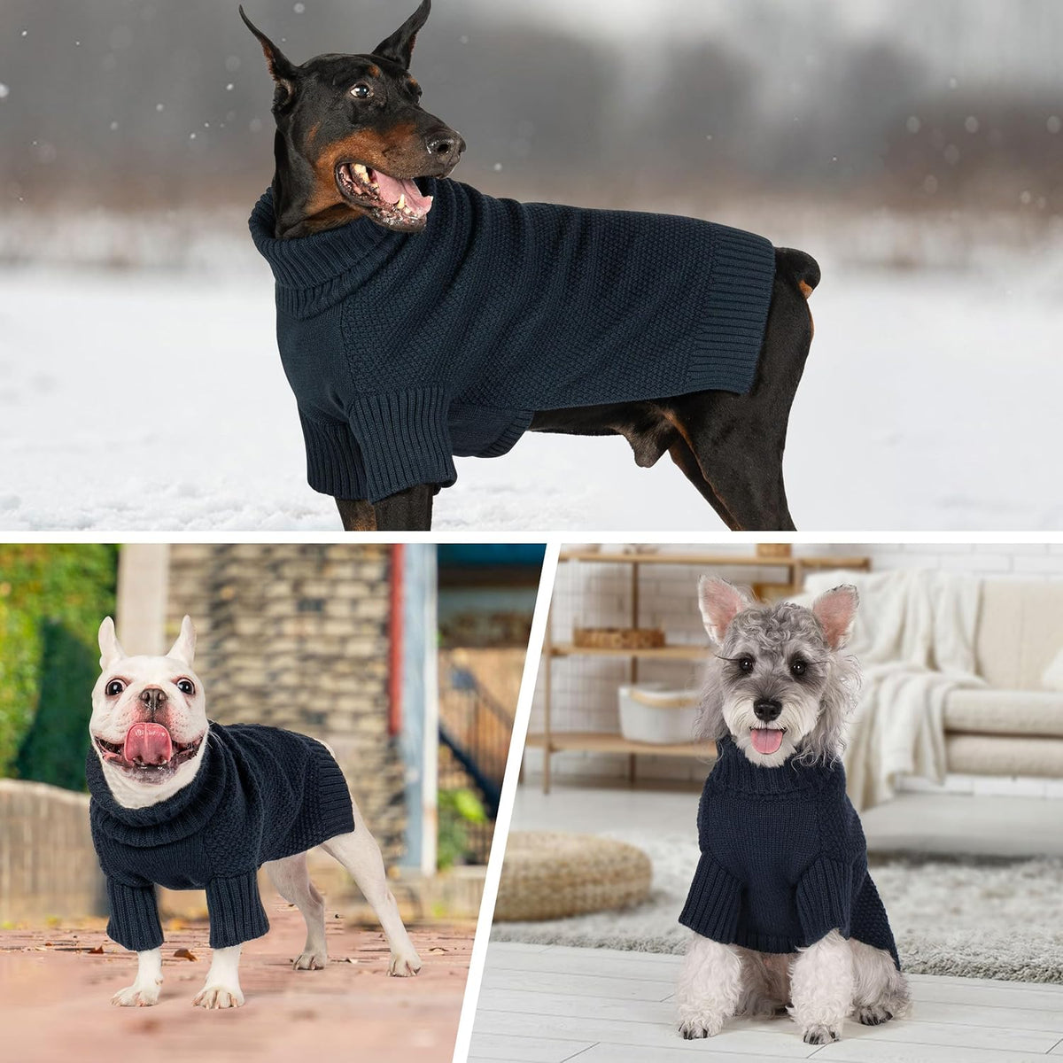 cyeollo Dog Sweaters for Small Dogs Boy, Pullover Turtleneck for Dogs Male, Knitted Doggy Fall