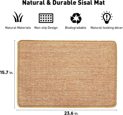 FUKUMARU Cat Scratcher Mat, 23.6 X 15.7 Inch Natural Sisal Cat Scratch Mats, Horizontal Cat Floor