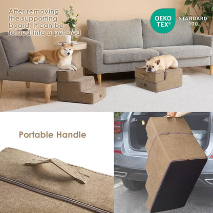 EHEYCIGA Dog Stairs for Small Dogs 13.5" H, 3-Step Dog Steps for Couch Sofa and Chair, Pet Steps