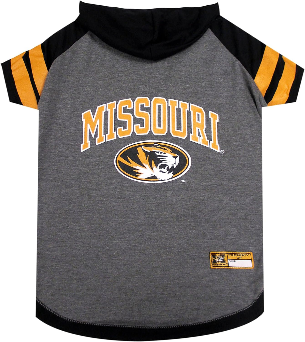 NCAA Missouri Tigers Hoodie for Dogs & Cats, X-Small Collegiate Licensed Dog Hoody Tee Shirt.