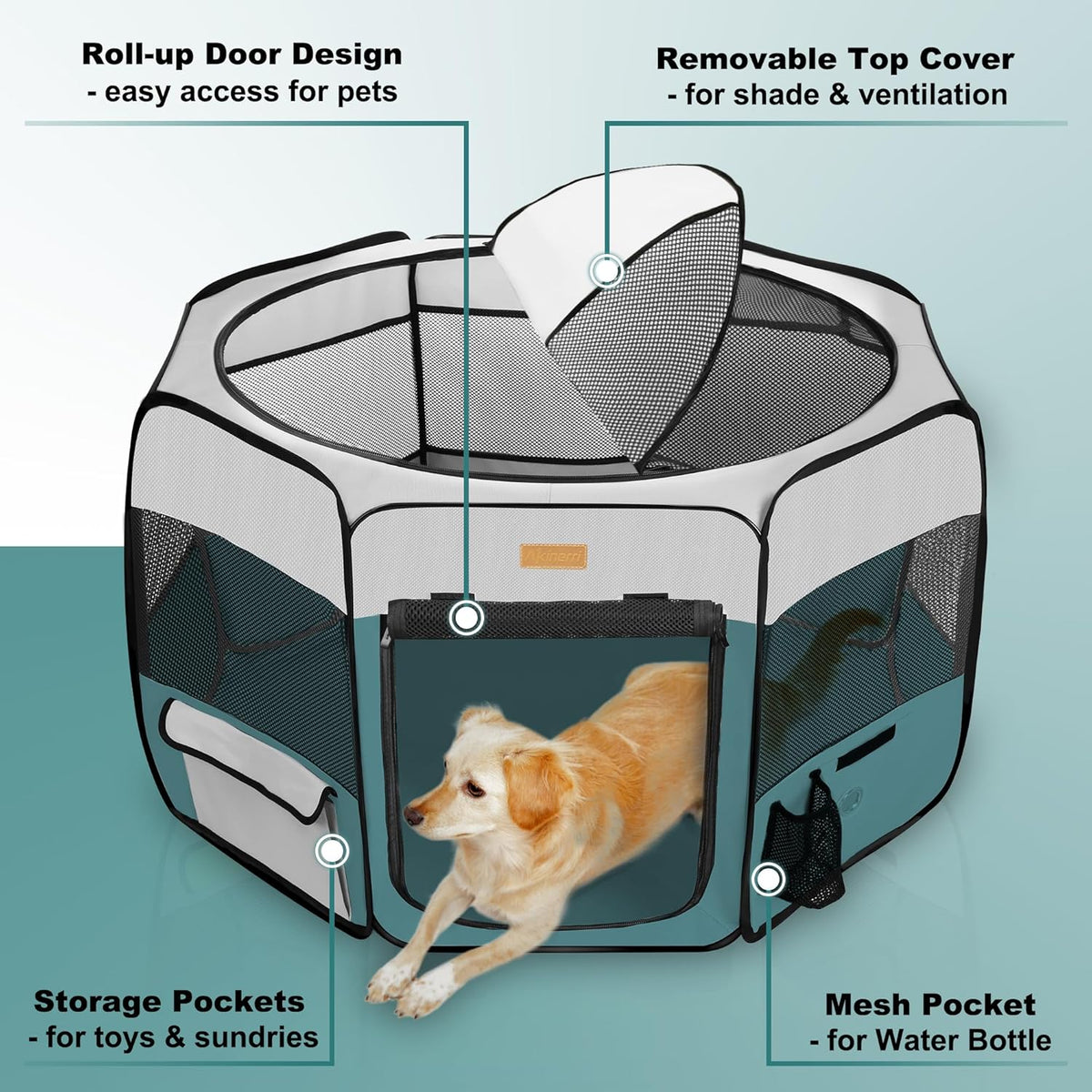 Dog Playpen, Portable Pet Play Pen for Cat, Puppies, Rabbits, Chickens, Foldable Large-Capacity Pet