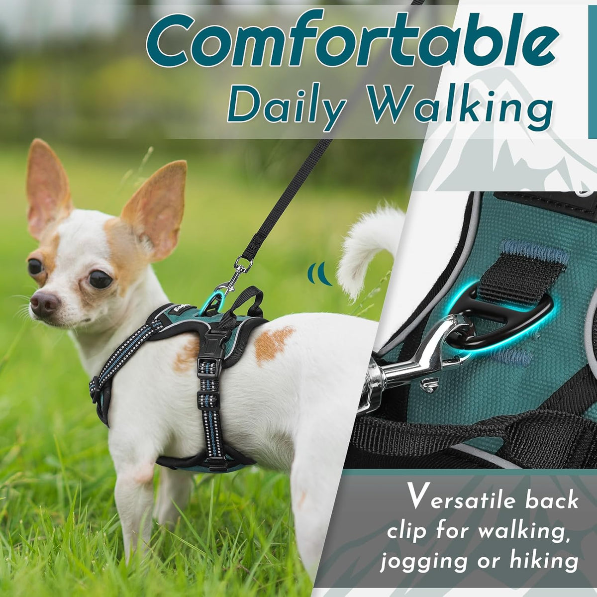 Eagloo Small Dog Harness No Pull, Service Vest with Reflective Strips and Control Handle