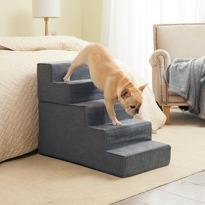 EHEYCIGA Dog Stairs for High Bed 22.5" H, 5-Step Dog Steps for Bed, Pet Steps for Small Dogs and