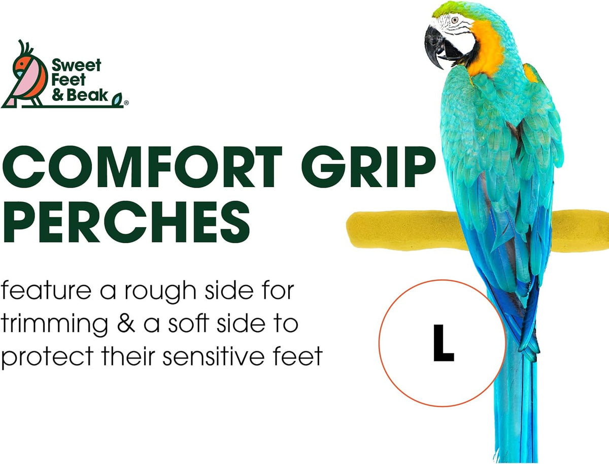 Comfort Grip Safety Perch for Bird Cages - Pedicure Perch for Birds to Keep Nails and Beaks in Top