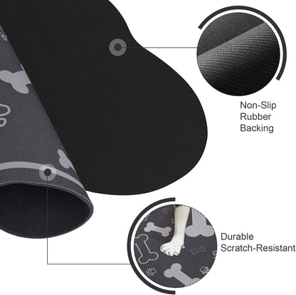 Dog Cat Food Mat,Rapid Absorbent Pet Feeding Mat, Bone Shaped Dog Placemat Water Bowl Mat with