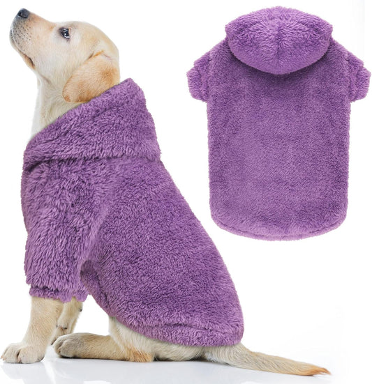 Fuzzy Dog Hoodie Dog Sweaters for Large Dogs Soft Double-Sided Plush Fleece Sweater Clothes Coats