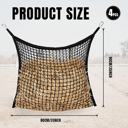 4 PCS Slow Feed Hay Net for Horses, Large Capacity Hay Bags for Horses Goats Sheep Donkey Trailer