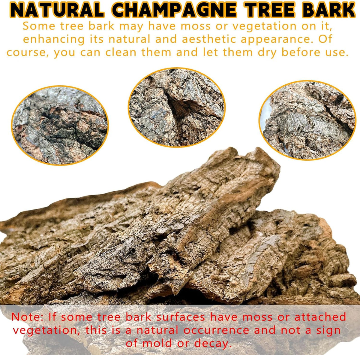 BNOSDM Reptile Terrarium Bark Substrate Bedding Tortoise Natural Cork Bark Reptile Climbing Mat