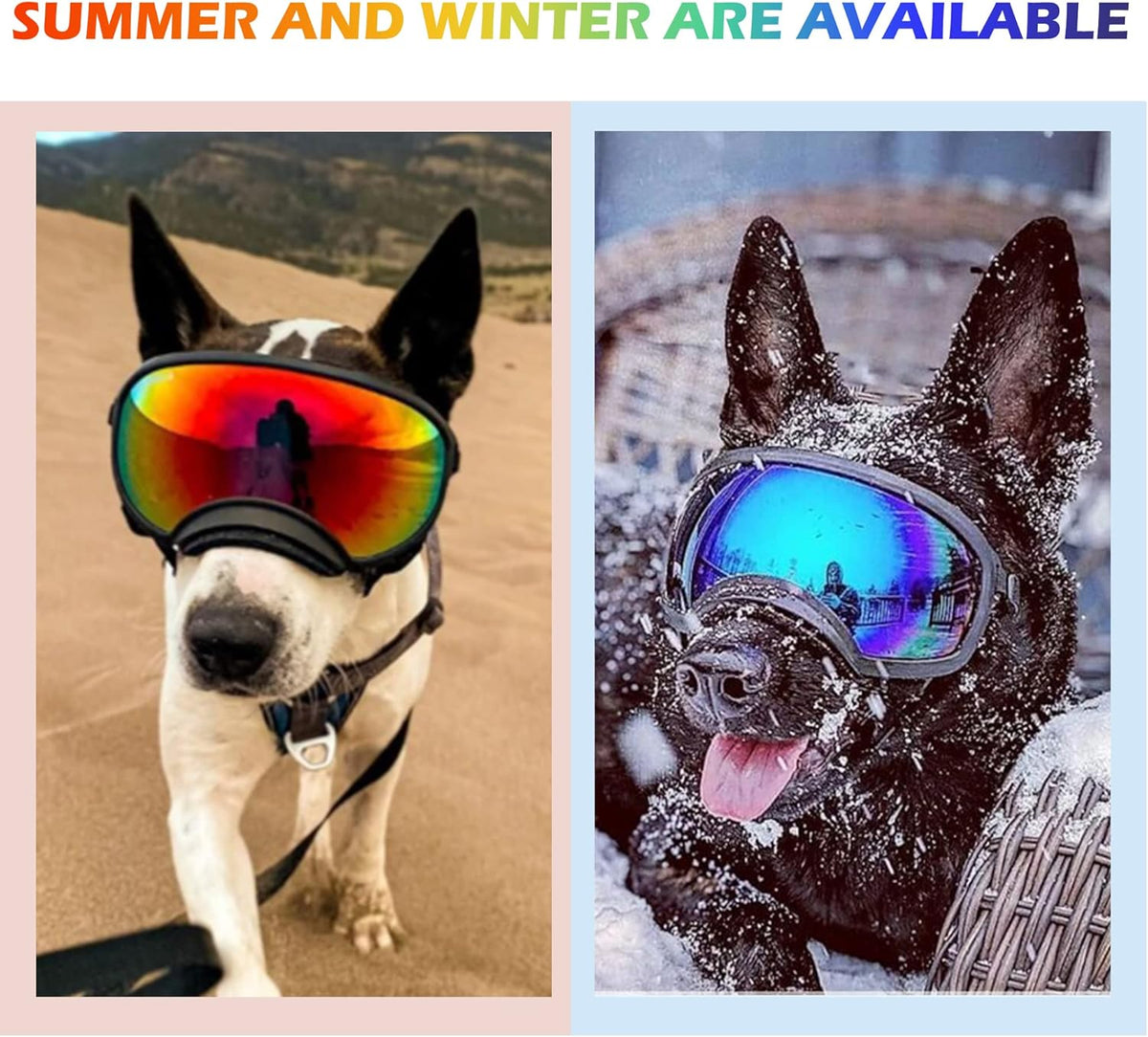 Large Dog Sunglasses with Adjustable Strap UV Protection, Winproof Dog Puppy Sunglasses, Suitable