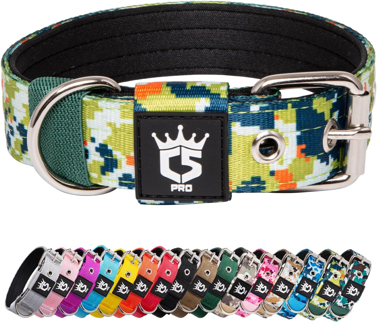 TSPRO Tactical Dog Collar 1.25 Inch Wide Thick Dog Collars with Heavy Duty Metal Buckle, Durable