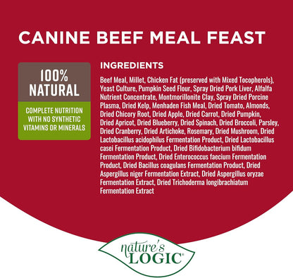 NATURE'S LOGIC Dry Dog Food - 100% Natural - No Synthetics - for All Ages, Sizes, Breeds - Free