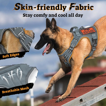 rabbitgoo Dog Harness for Large Dogs No Pull, Tactical Service Pet Vest with Molle and Control
