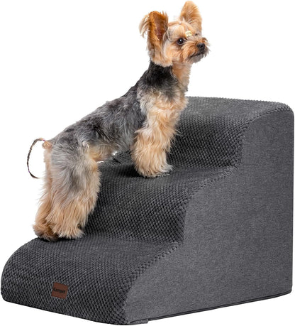 Dog Stairs for Couch Sofa and Chair, 3-Step Dog Steps for Small Dogs and Cats, Non-Slip Indoor Pet
