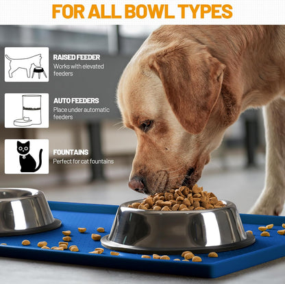 Hubulk Dog Feeding Mat,100% Waterproof Food Grade Silicone Pet Food and Water Bowl