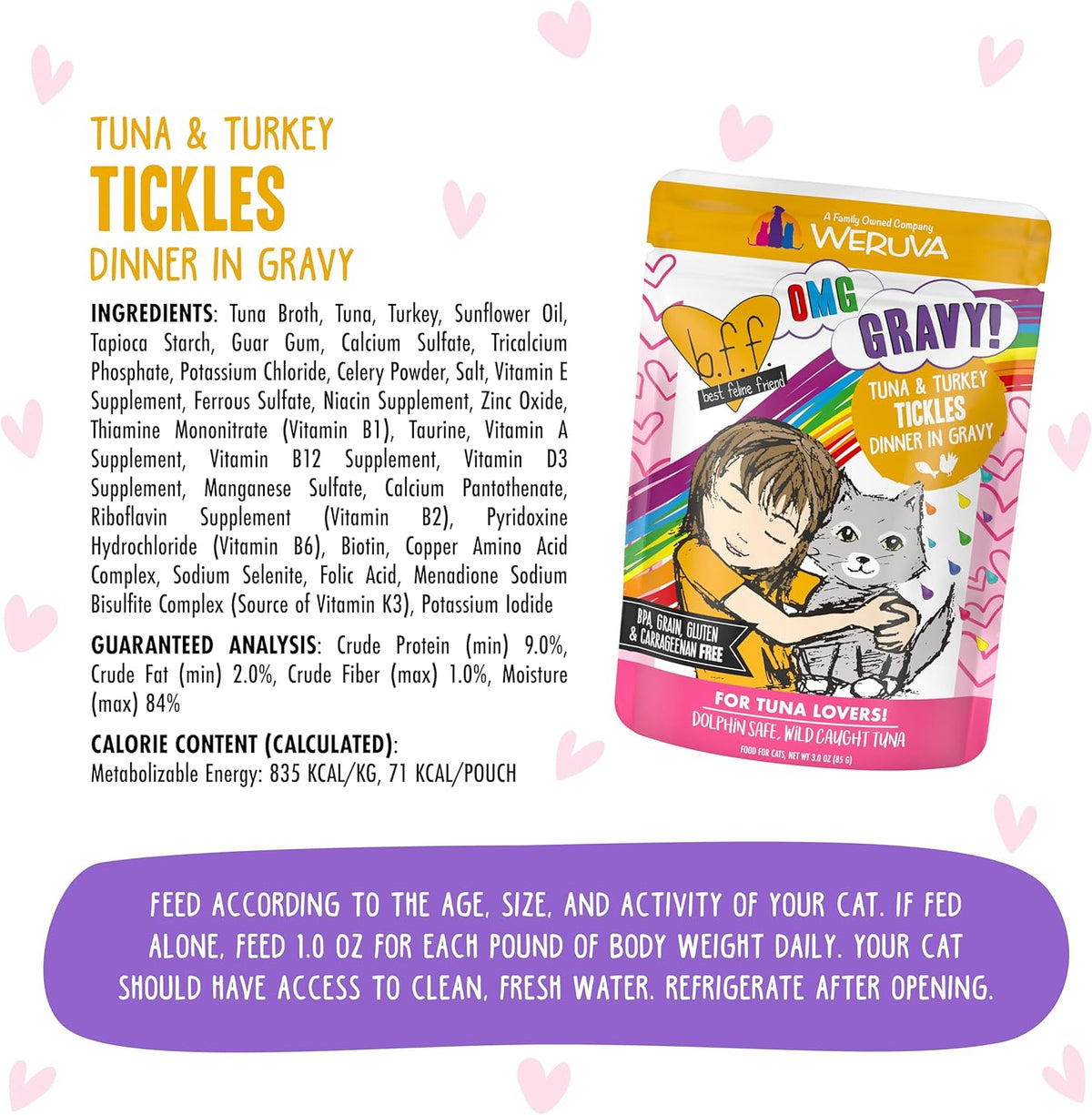 Weruva B.F.F. OMG - Best Feline Friend Oh My Gravy!, Tuna & Turkey Tickles with Tuna & Turkey in