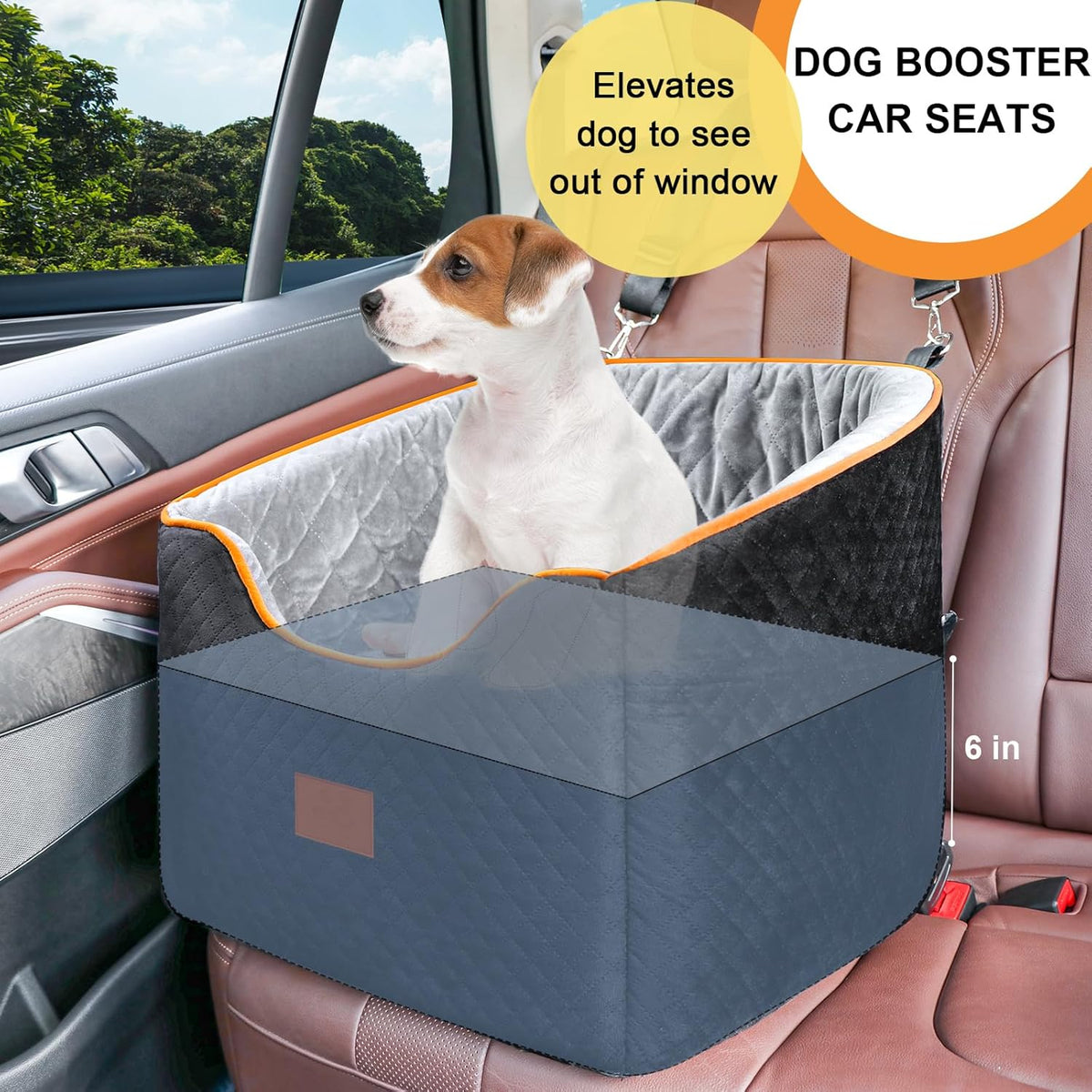Dog Car Seat for Small Dogs, Memory Foam Booster Dog Seat for Dogs up to 35 lbs, Elevated Pet Car