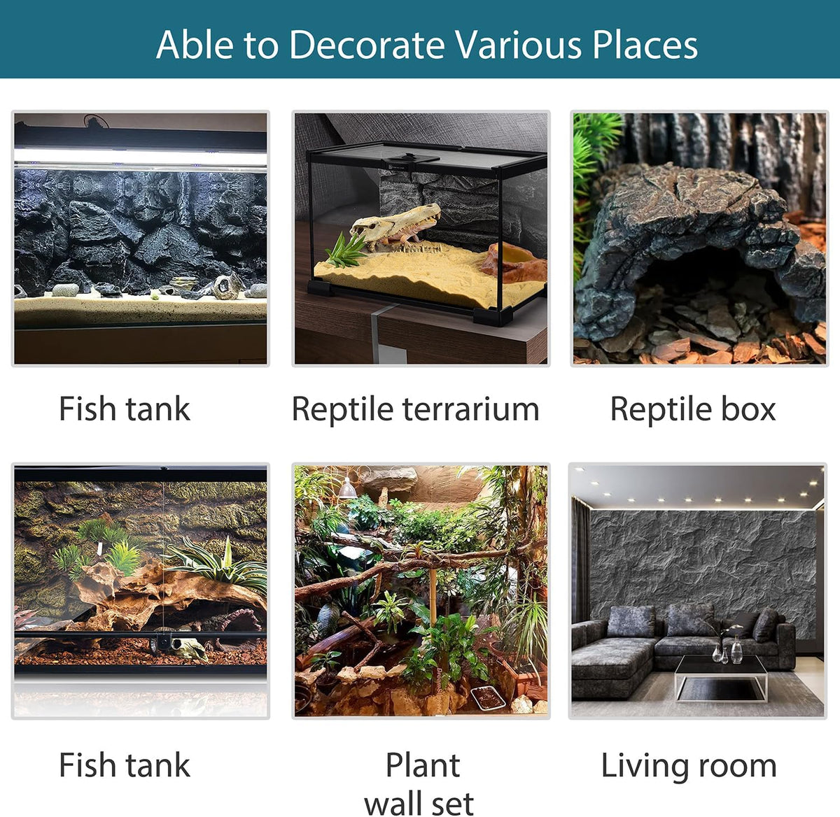 4pcs Rock Terrarium Background,3D Reptile Tank Background Board,Amphibian Stereo Backdrop