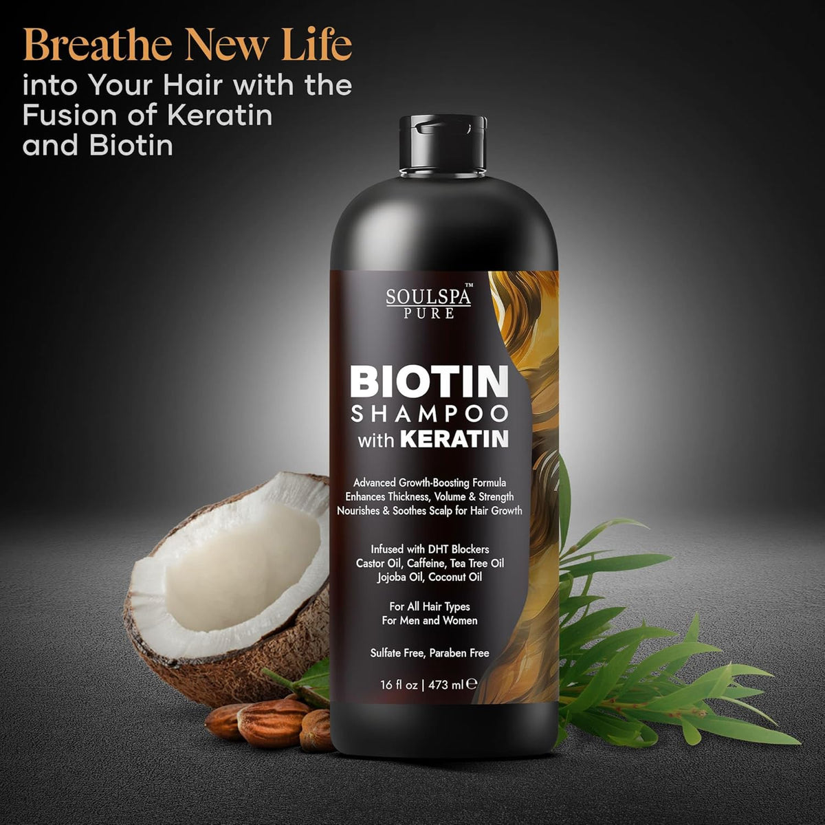 Biotin Shampoo with Keratin - Advanced Anti-Thinning, Hair Growth & Repair Formula - Soothes Scalp