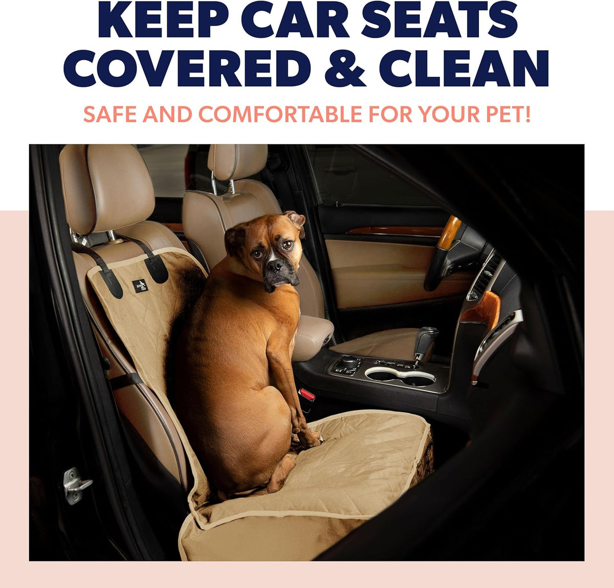 Active Pets Dog Car Seat Cover, Waterproof Front Seat Protector for SUV Truck Sedan, Pet Safety