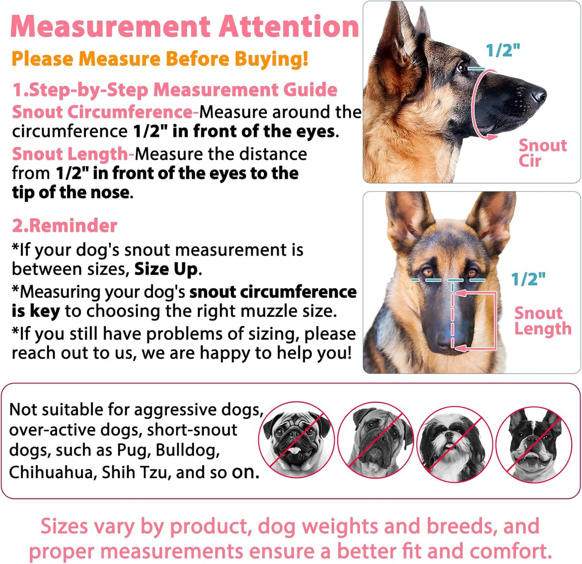 LUCKYPAW Dog Muzzle, Mesh Muzzle for Large Medium Small Dogs, Soft Mouth Guard for Biting Chewing