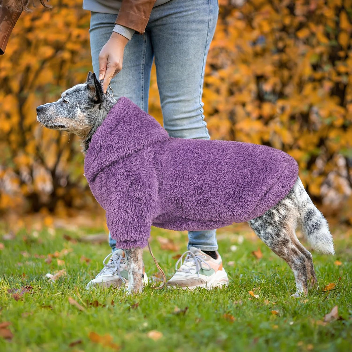 Fuzzy Dog Sweaters for Large Dogs Dog Hoodie Soft Double-Sided Plush Fleece Pet Sweater Pet Clothes