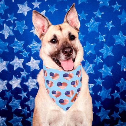 ADOGGYGO 4th of July Dog Bandanas, American Flag Pet Scarf, Multi Size Offered, White Blue Flag