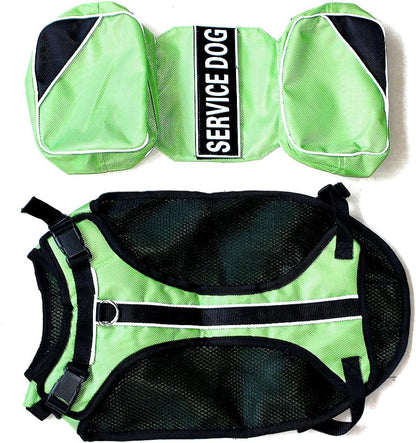 Serijoars Dog Vest Harnesses with Saddlebag Backpack for Camping & Travel - Reflective Hound Hiking