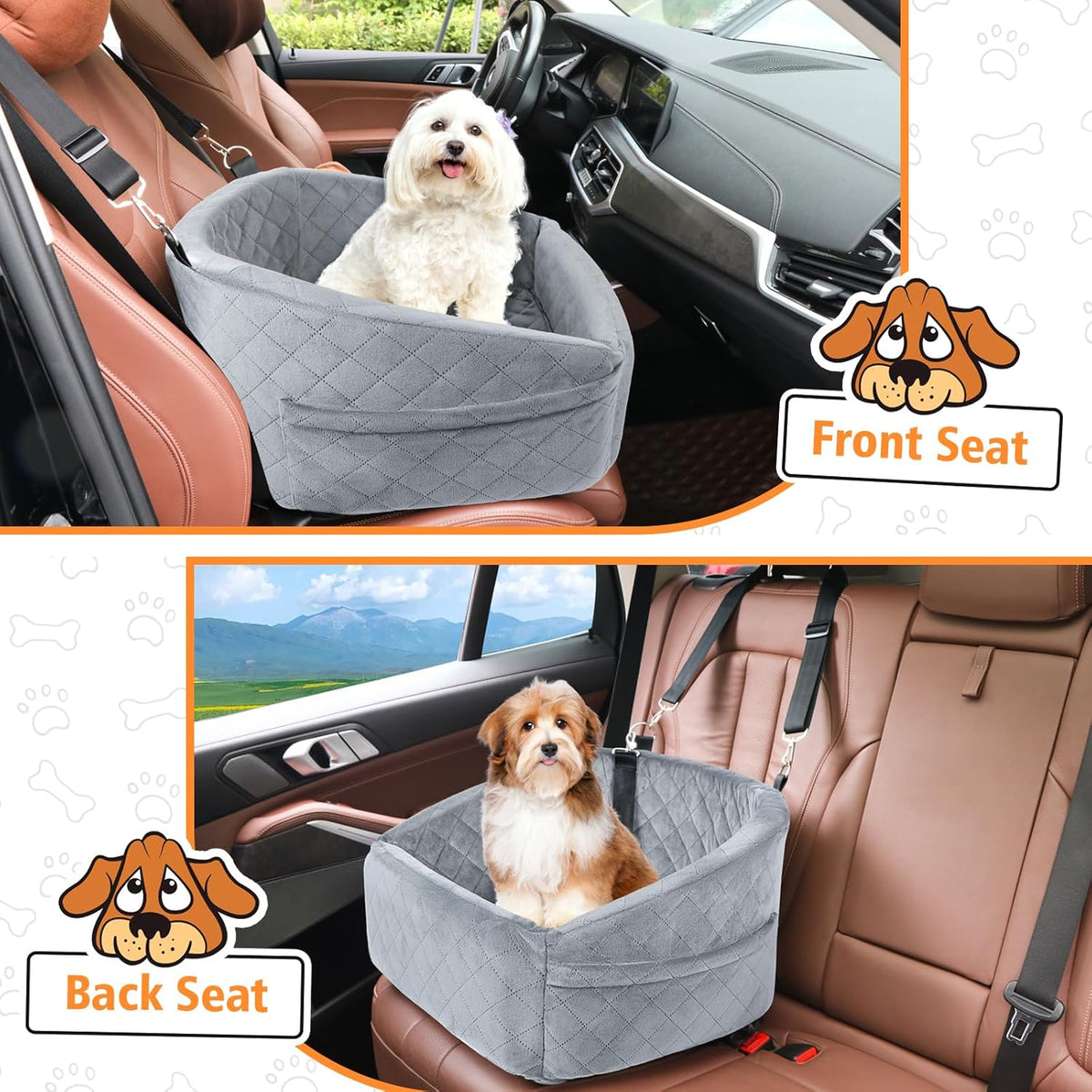 Dog Car Seat for Small Dogs,Detachable Washable Dog Booster Seat for Medium Dogs Under 30lbs, Pet