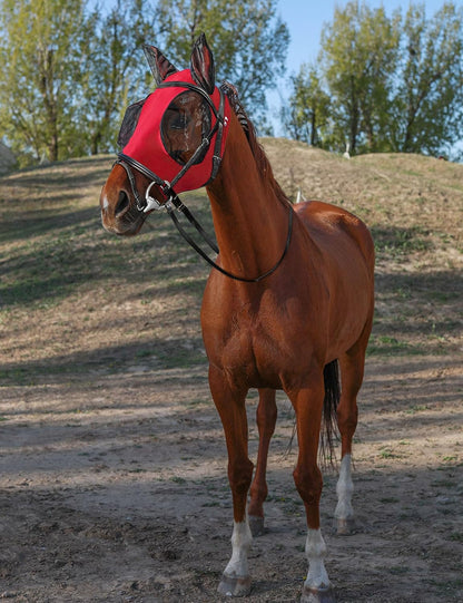 Horse Fly Mask with Ears, UV Protection Mask for Horses, Elasticity Mask with Big Mesh Eye Covers