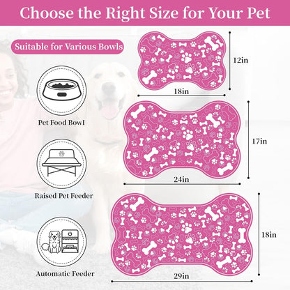 Dog & Cat Food Mat Bone Shaped Pet Feeding Mat Quick Absorb Water Bowl Placemat with Rubber Backing