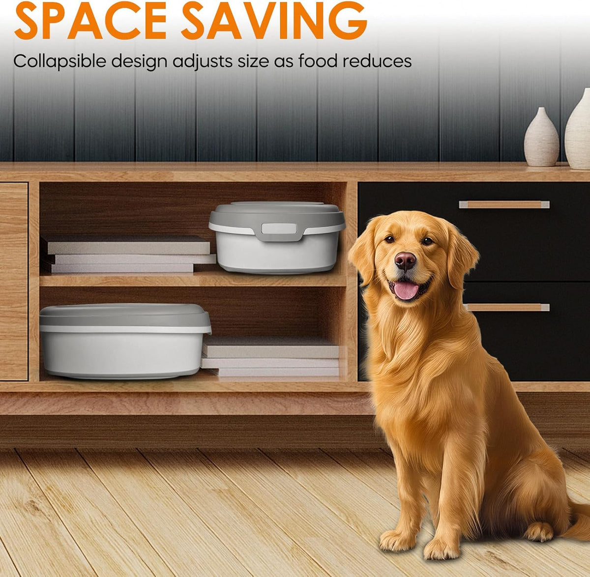 28-30Lbs Dog Food Storage Container, Collapsible Dog Food Container with Lid,Multifunctional Pet
