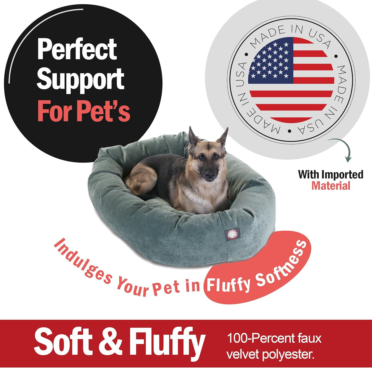 Majestic Pet Villa 52 Inch Shredded Memory Foam Dog Bed for X-Large Sized Dogs 52x35x11