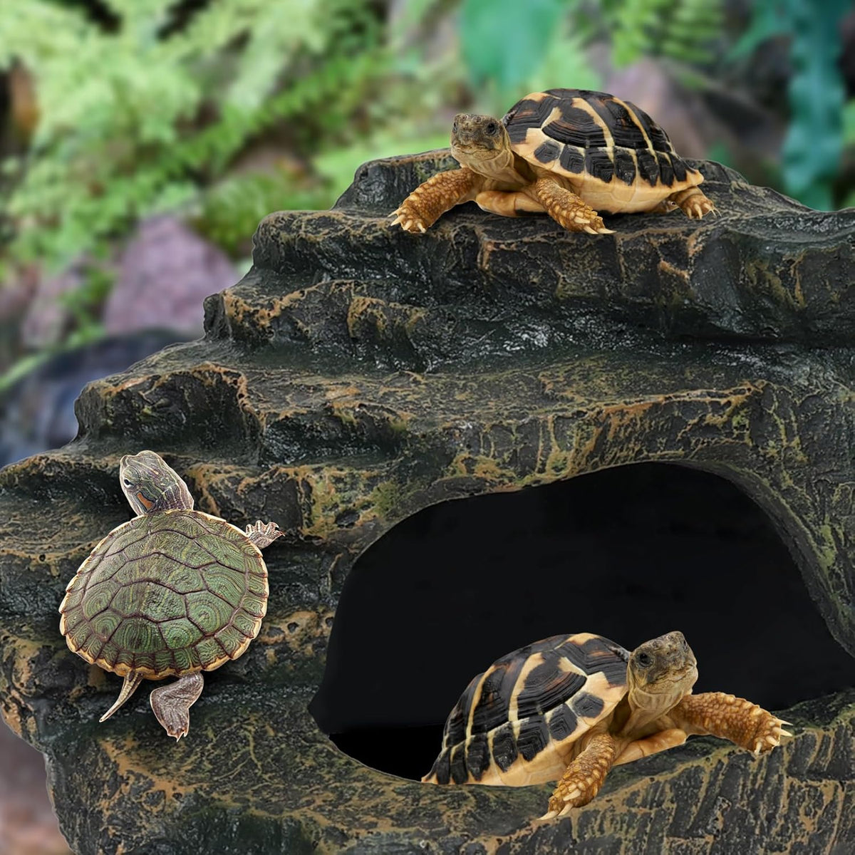 Gecko Tank Acccessories, Turtle Tank Accessories, Perfect Tortoise Hide Fish Tank Decor for Betta