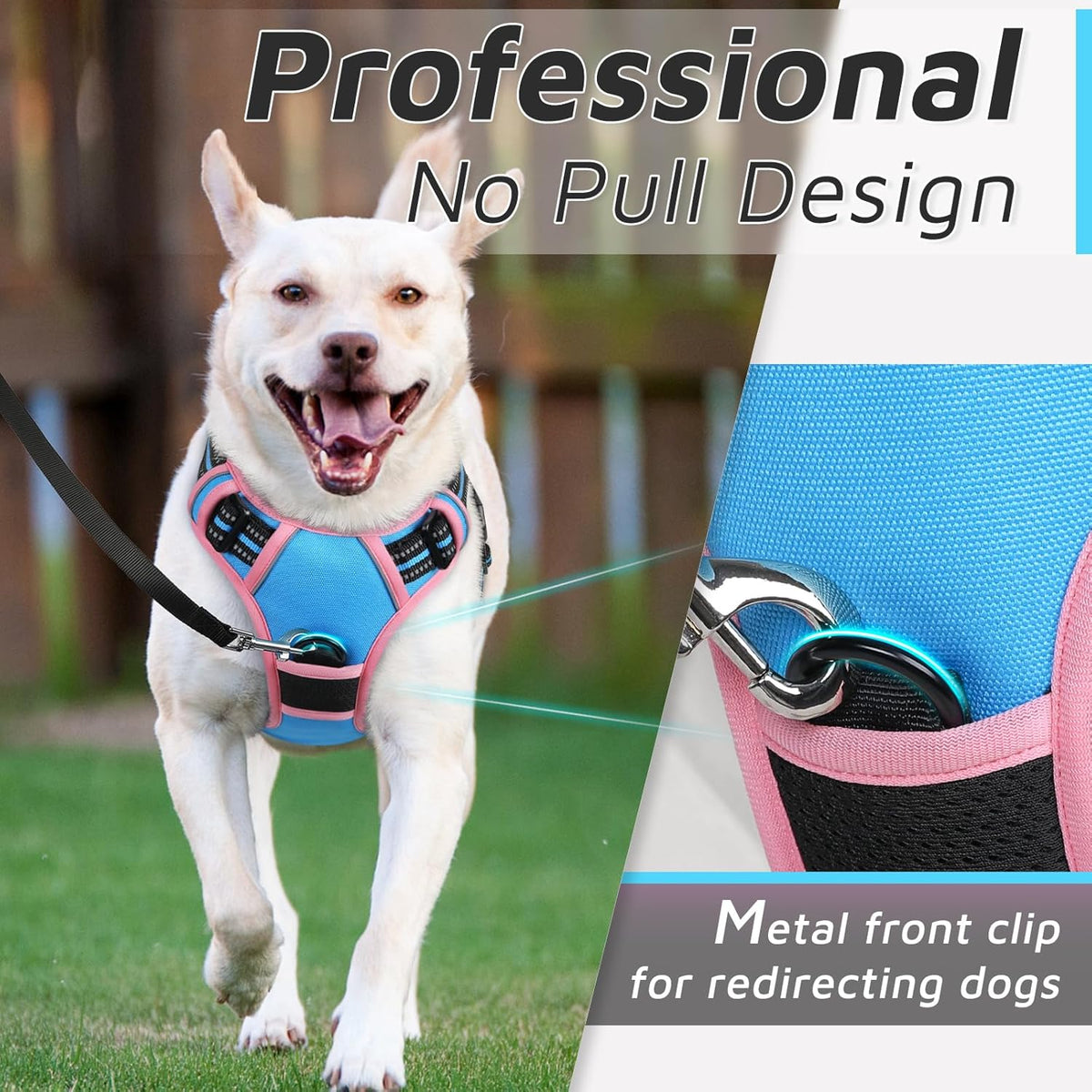 Eagloo Dog Harness for Large Dogs, No Pull Service Vest with Reflective Strips and Control Handle