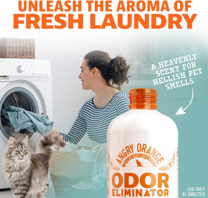 ANGRY ORANGE Pet Odor Eliminator for Cat Urine, Carpet Stains, and Strong Smells – Fresh Scent Odor