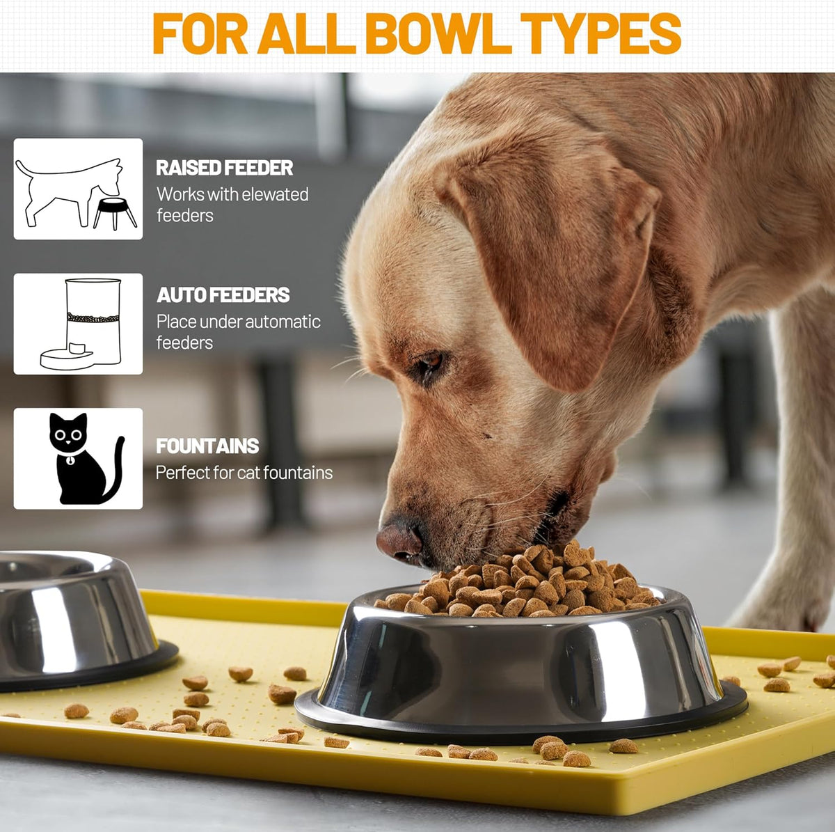 Hubulk Dog Feeding Mat,100% Waterproof Food Grade Silicone Pet Food and Water Bowl