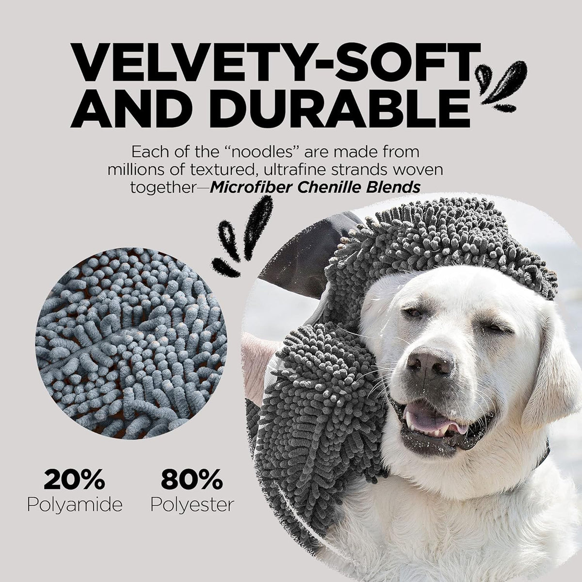 Soggy Doggy Super Shammy Dog Towel - Microfiber Chenille Towel for Drying Dogs and Cleaning Paws