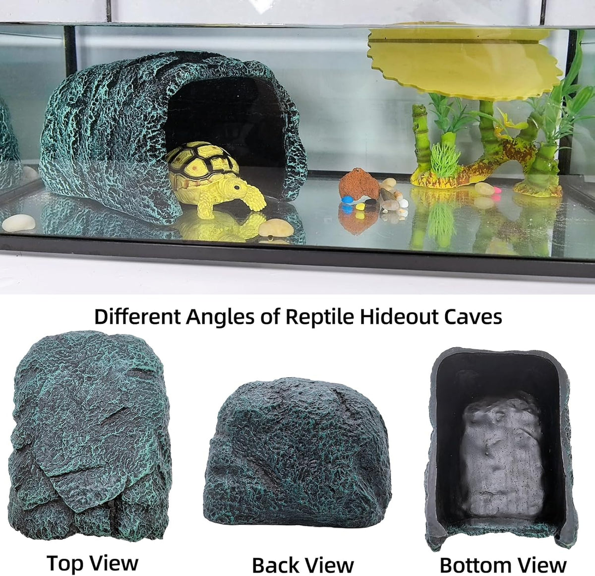BNOSDM Large Reptile Hideout, Tortoise Hide, Bearded Dragon Hideout Cave Shelter, Resin Turtle