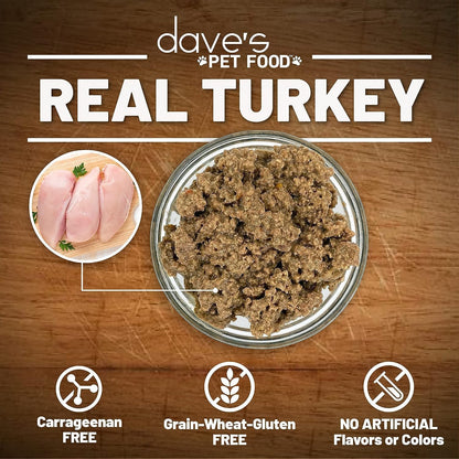 Dave's Pet Food Grain Free Wet Canned Cat Food (Turkey), Made in USA Naturally Healthy, Added