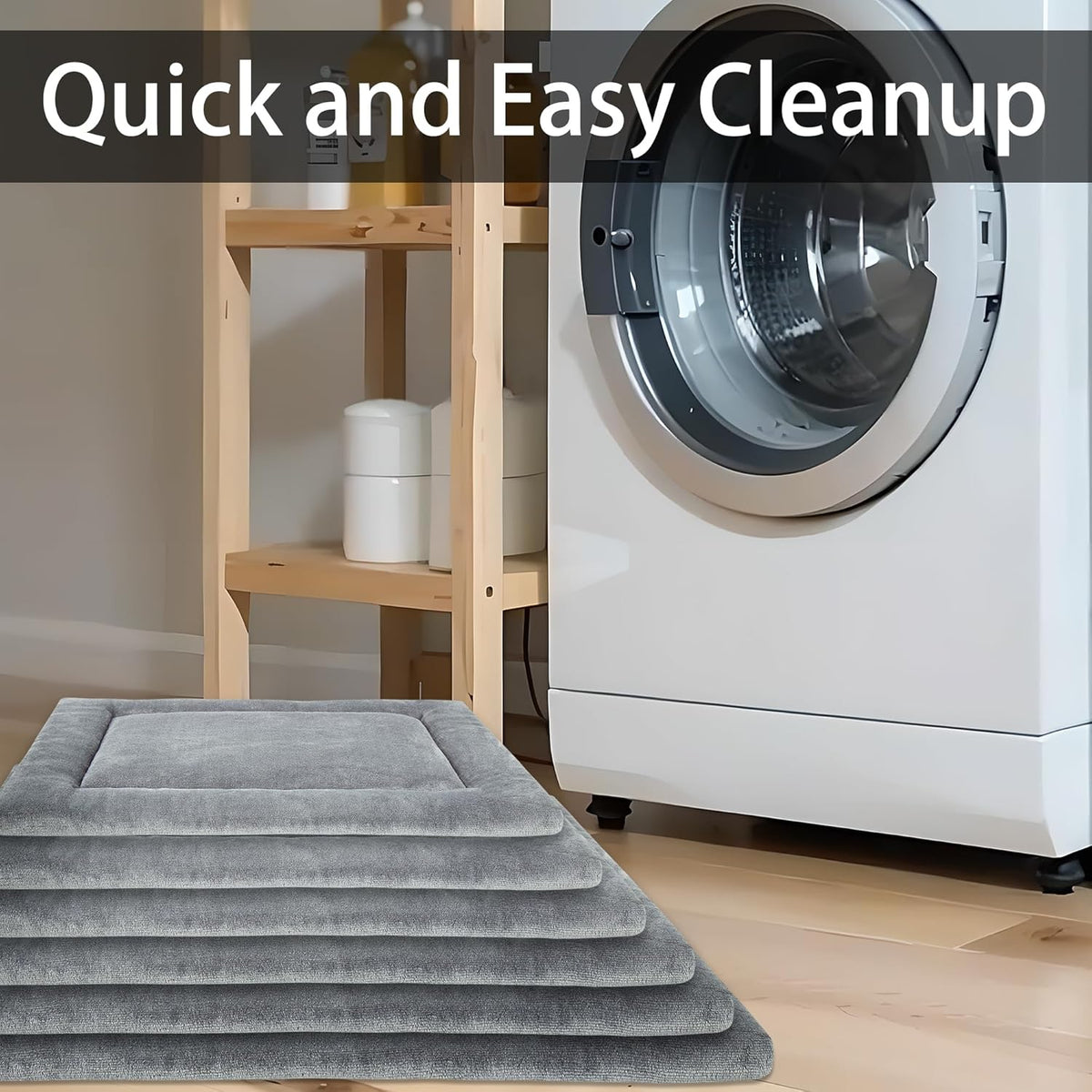 KHONSU PET Dog Bed Mat for Crate 1.1in Slim Cooling Pad Reversible Flannel & Waterproof Canva for