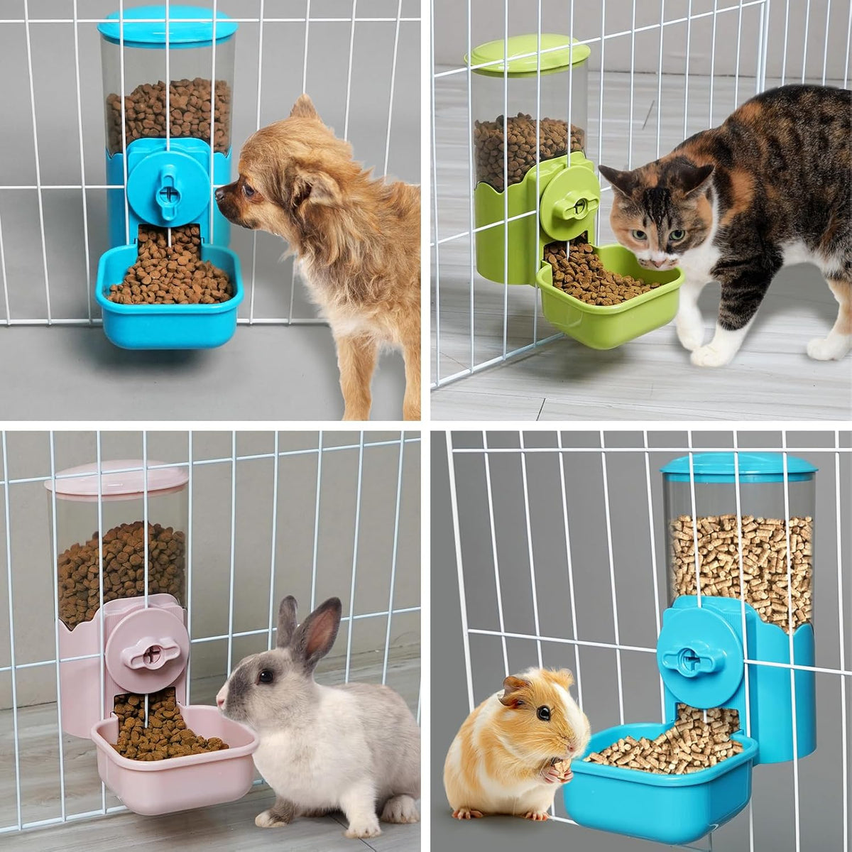 VANNON Small Animal Hanging Automatic Food Dispenser, 35oz Gravity Pet Feeder for Cage, Food Bowl