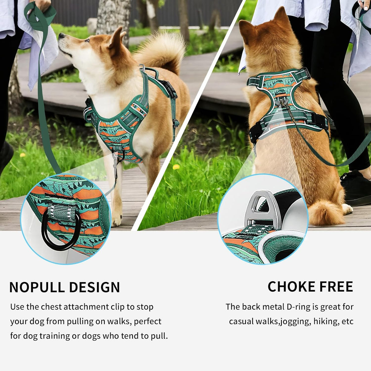 Timos No Pull Dog Harness,No Choke Front Clip Dog Reflective Harness,Adjustable Soft Padded Pet