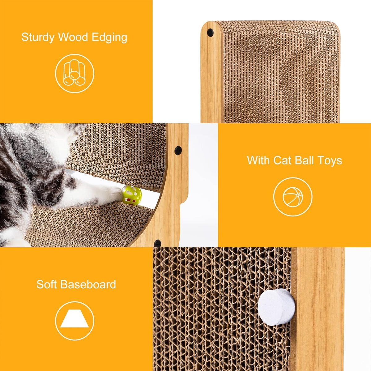 Poils bebe L Shape Cat Scratcher, 26.8 Inch Cat Scratchers for Indoor Cats, Protecting Furniture